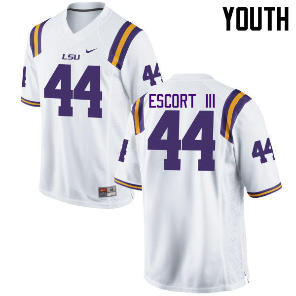 Youth LSU Tigers #44 Clifton Escort III College Football Jerseys Game-White